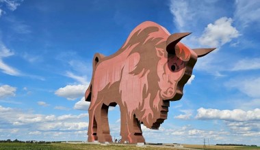 20-метровый страж трассы М1: Как зубр стал главной достопримечательностью белорусской трассы